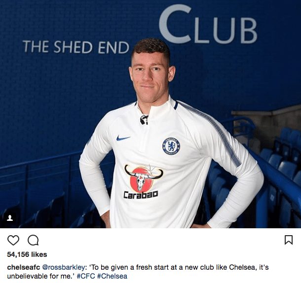 "Poter avere un nuovo inizio in una nuova squadra come il Chelsea, per me, è incredibile" sono le prime parole di Barkley a Stamford Bridge (Immagine tratta dal profilo Instagram di ChelseaFC)
