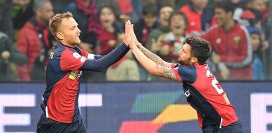 Criscito, capitano del Genoa, esulta con Bessa